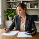 Femme d'affaires en réunion dans un bureau moderne