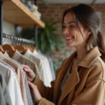 Femme élégante dans une boutique de mode femme