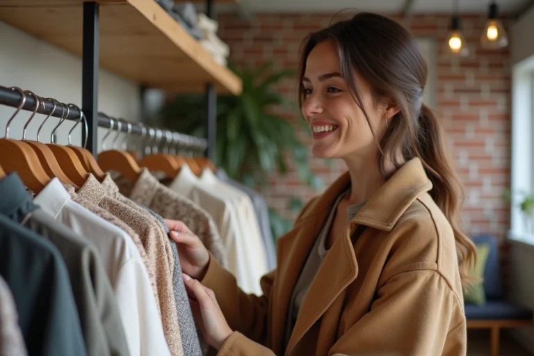 Femme élégante dans une boutique de mode femme