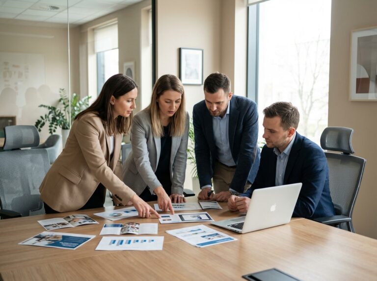 Groupe de professionnels en réunion dans un bureau moderne