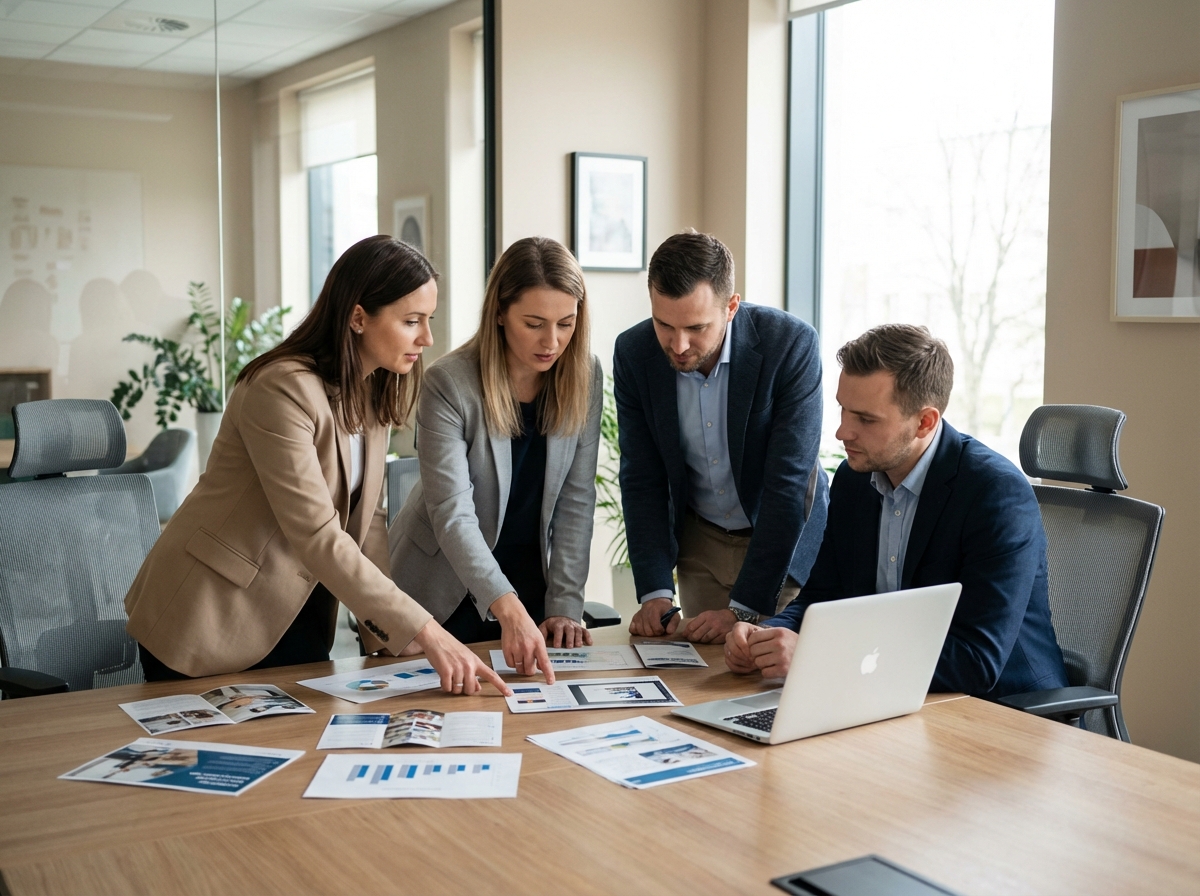 Groupe de professionnels en réunion dans un bureau moderne