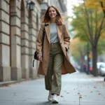 Jeune femme marchant dans la ville avec style moderne