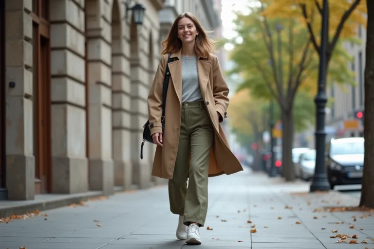 Jeune femme marchant dans la ville avec style moderne